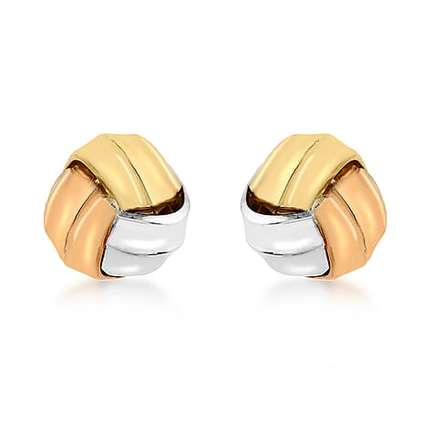 9K 3 Colour Gold 11mm Knot Stud Earrings
