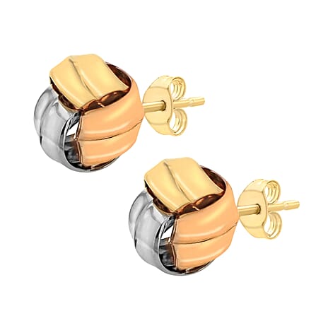 9K 3 Colour Gold 11mm Knot Stud Earrings