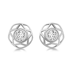 9K White Gold 5mm Cubic Zirconia 10mm Star Stud Earrings