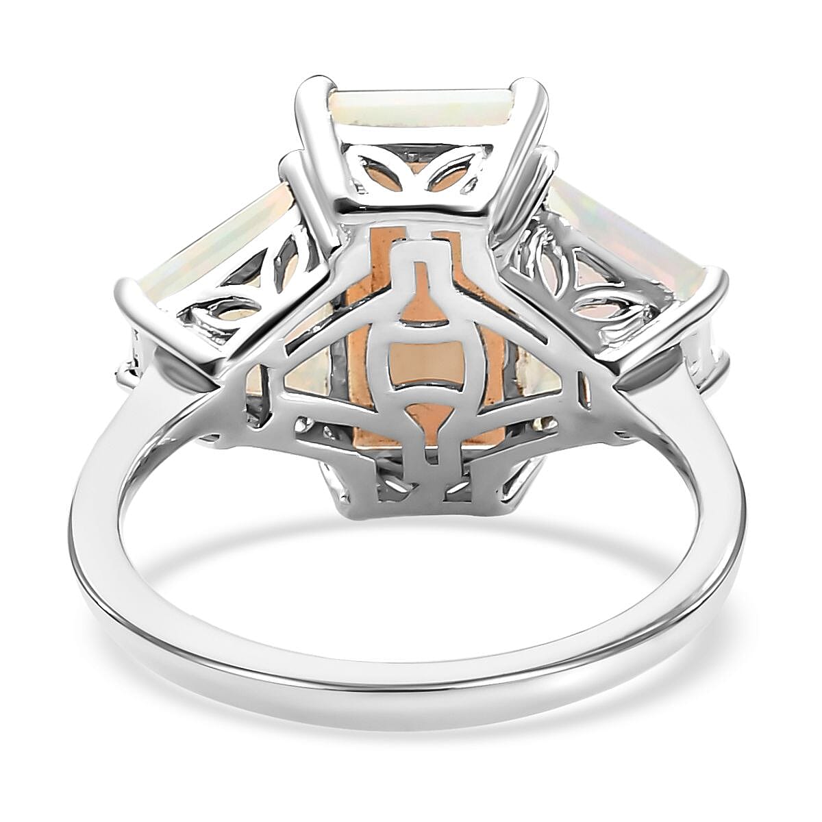 Ethiopian Welo Opal Ring in Platinum Overlay Sterling Silver 3.03 Ct.