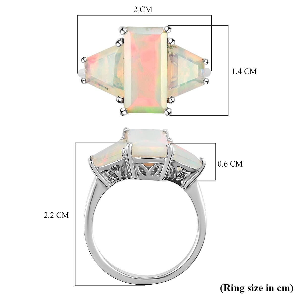 Ethiopian Welo Opal Ring in Platinum Overlay Sterling Silver 3.03 Ct.