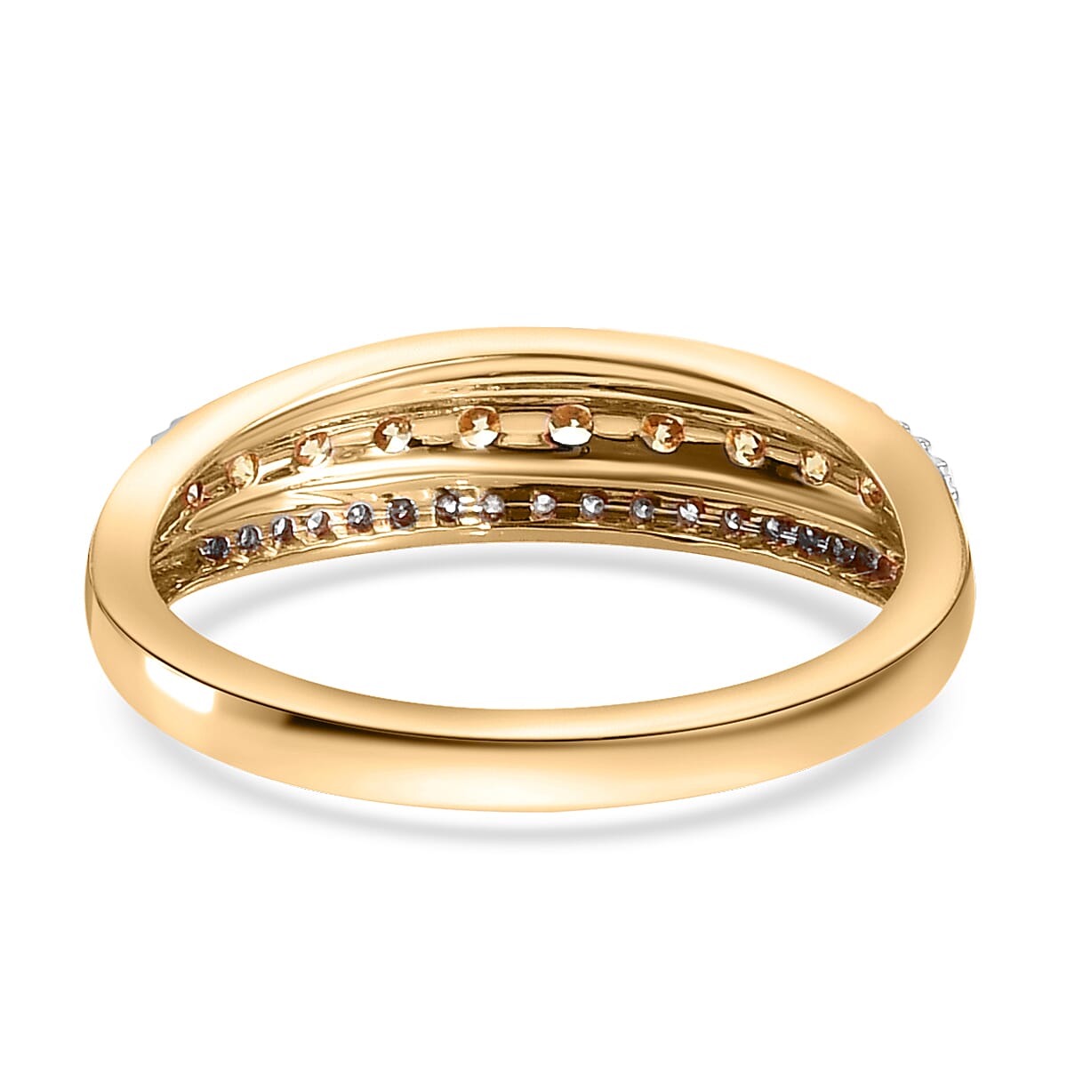 14K Yellow Gold SGL Certified Natural Green Diamond (I1-I2) and White Diamond (I1-I2-G-H) Band Ring 0.50 Ct