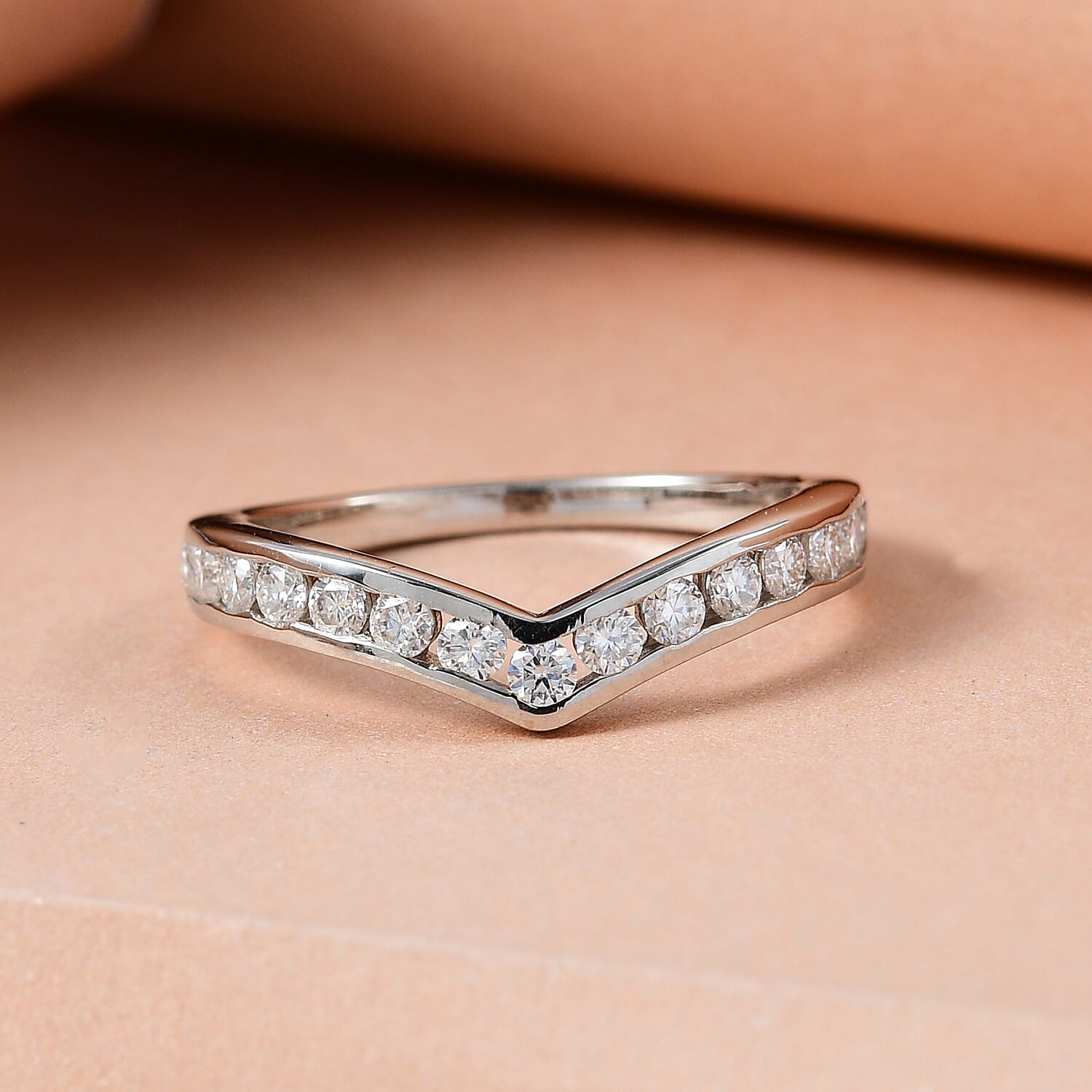 Moissanite Wishbone Ring in Sterling Silver