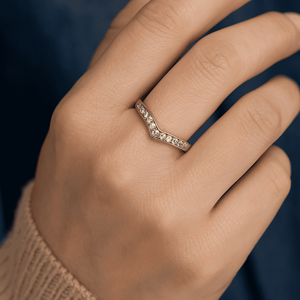 Moissanite Wishbone Ring in Sterling Silver