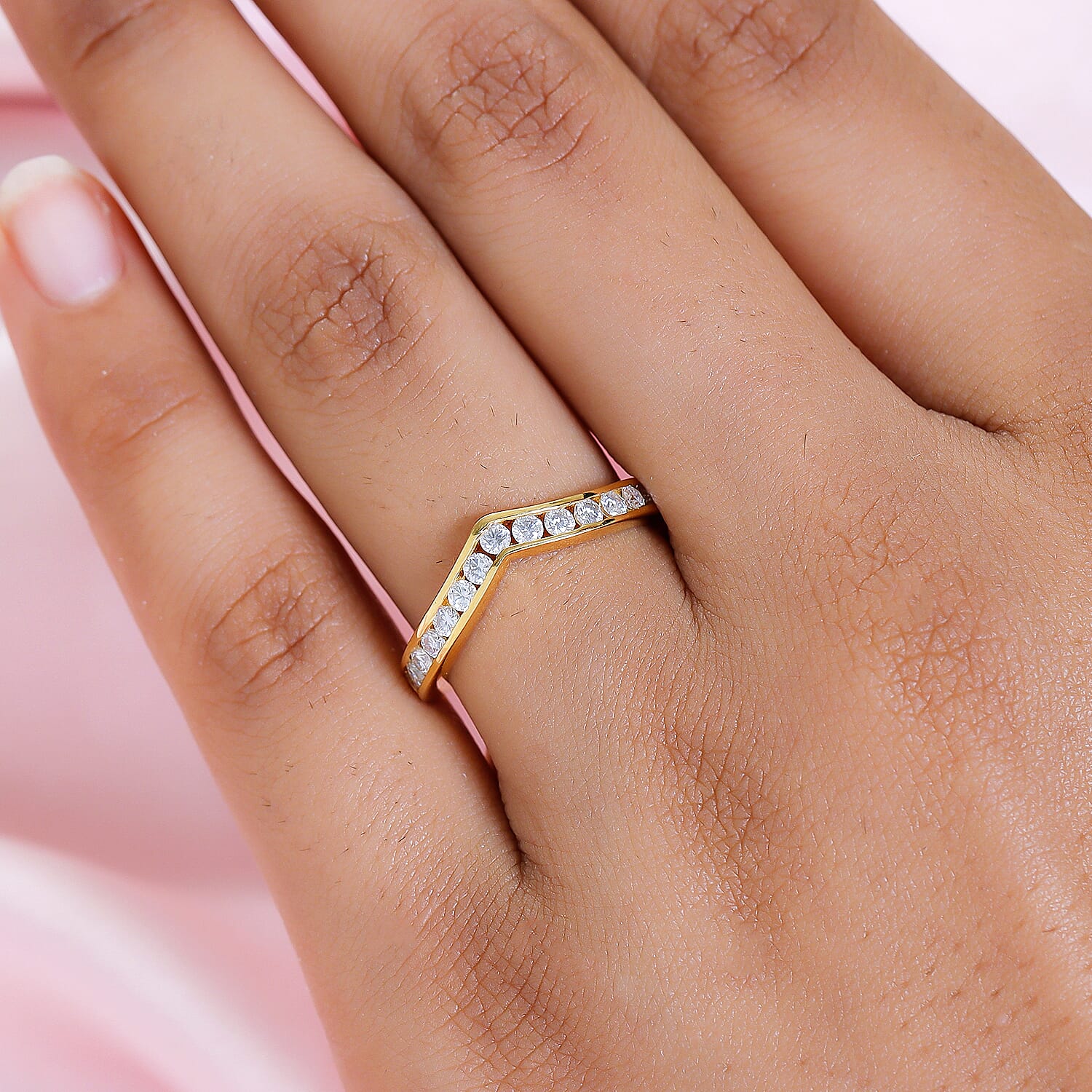 Moissanite Wishbone Ring in Sterling Silver Moissanite Wishbone Ring in Sterling Silver
