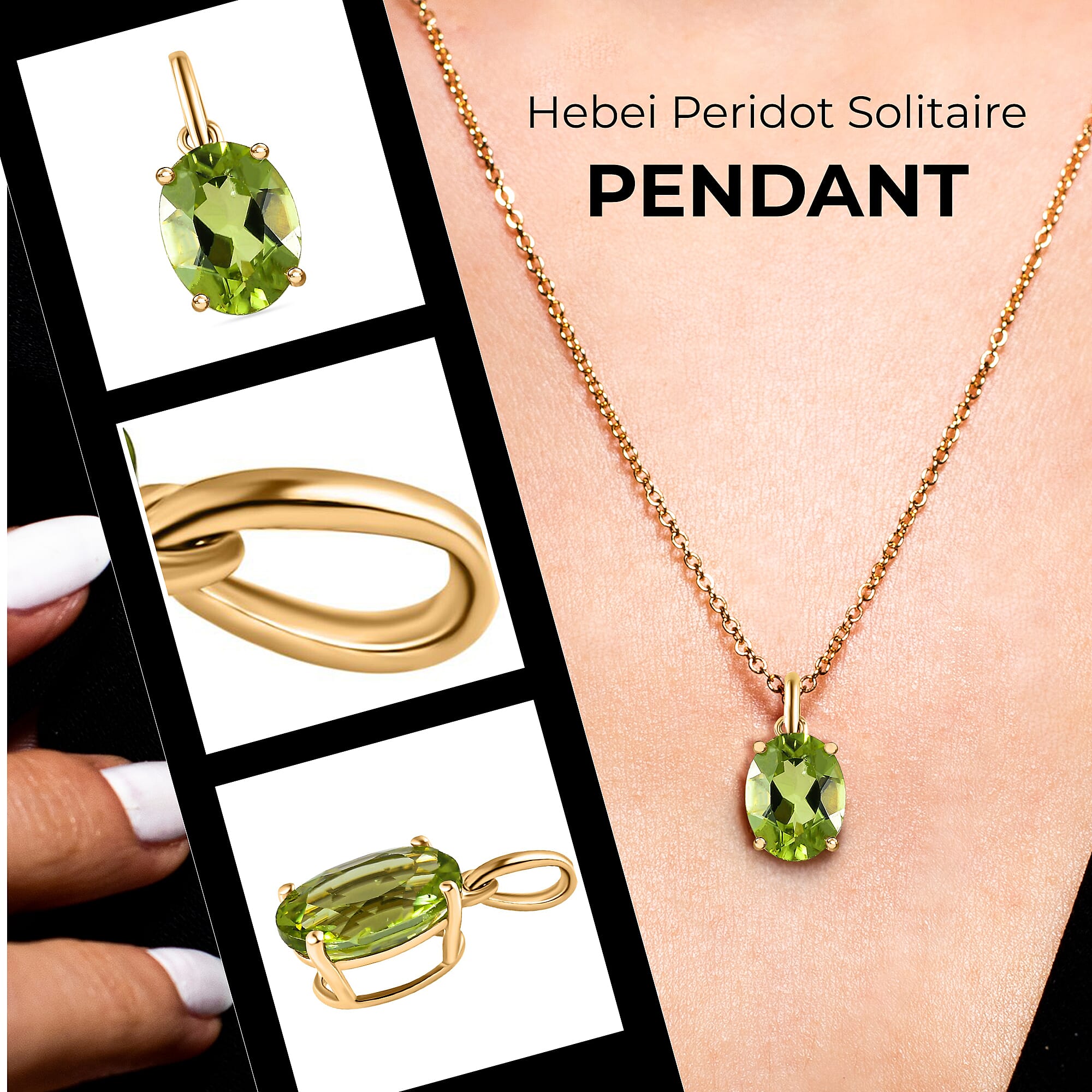 9K Yellow Gold Hebei Peridot Solitaire Pendant 1.35 Ct.