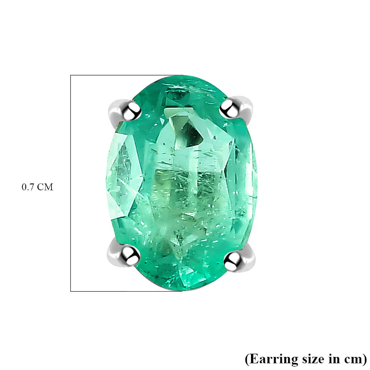 9K White Gold AA Zambian Emerald Earring With Push Back