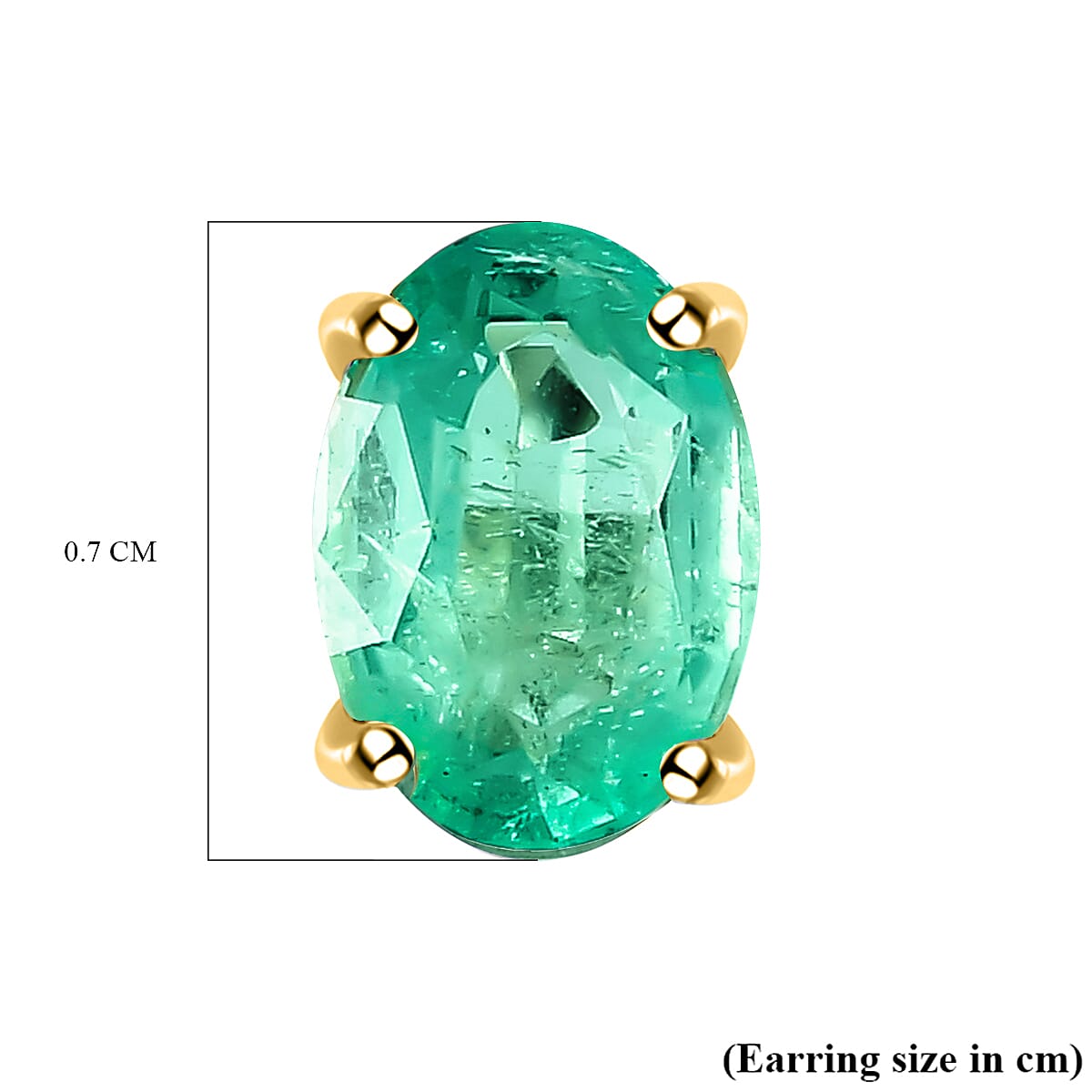 9K Yellow Gold AA Zambian Emerald  Earring With Push Back