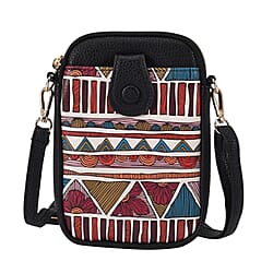 Geometric Pattern Crossbody Cell Phone Bag - Multi