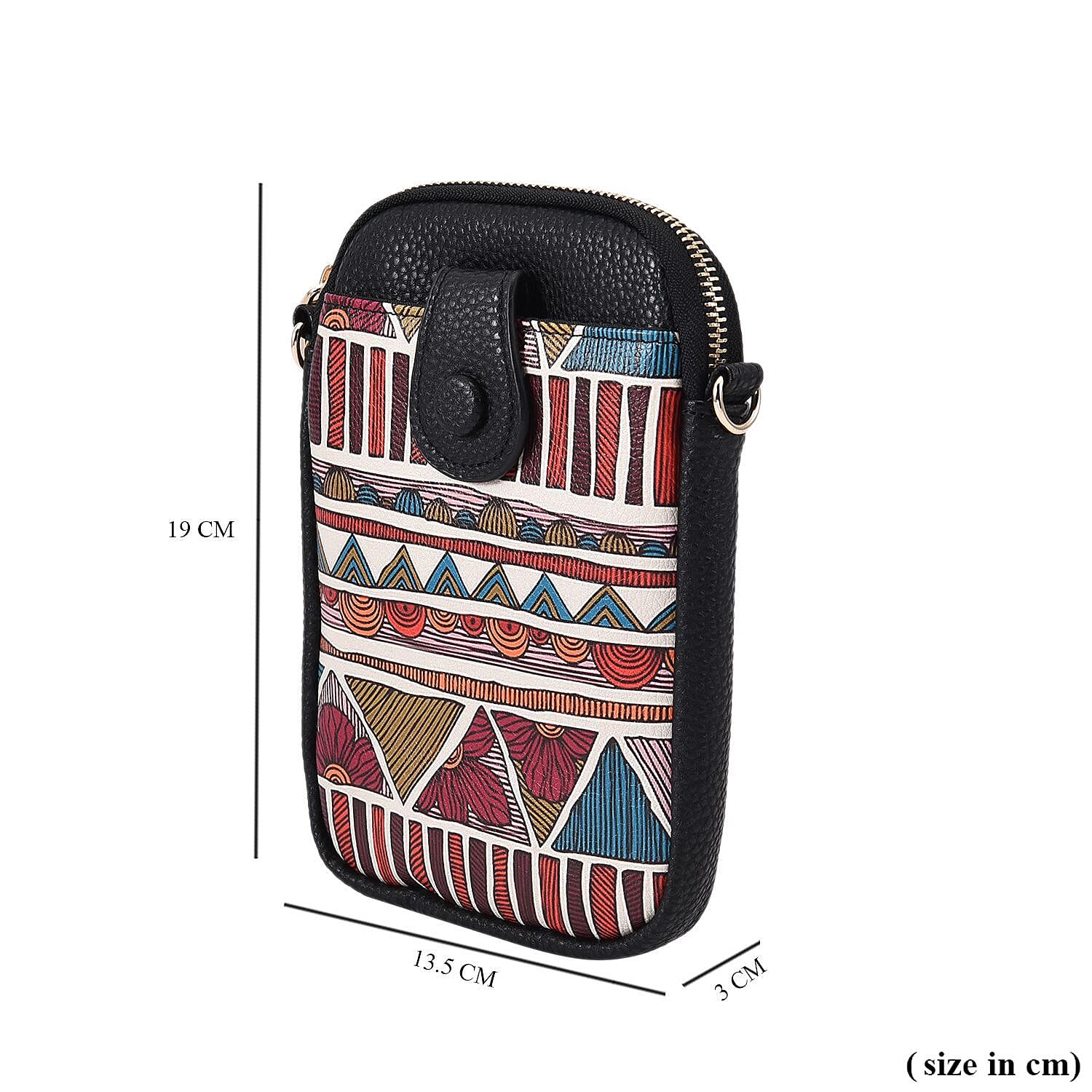 Geometric Pattern Crossbody Cell Phone Bag - Multi
