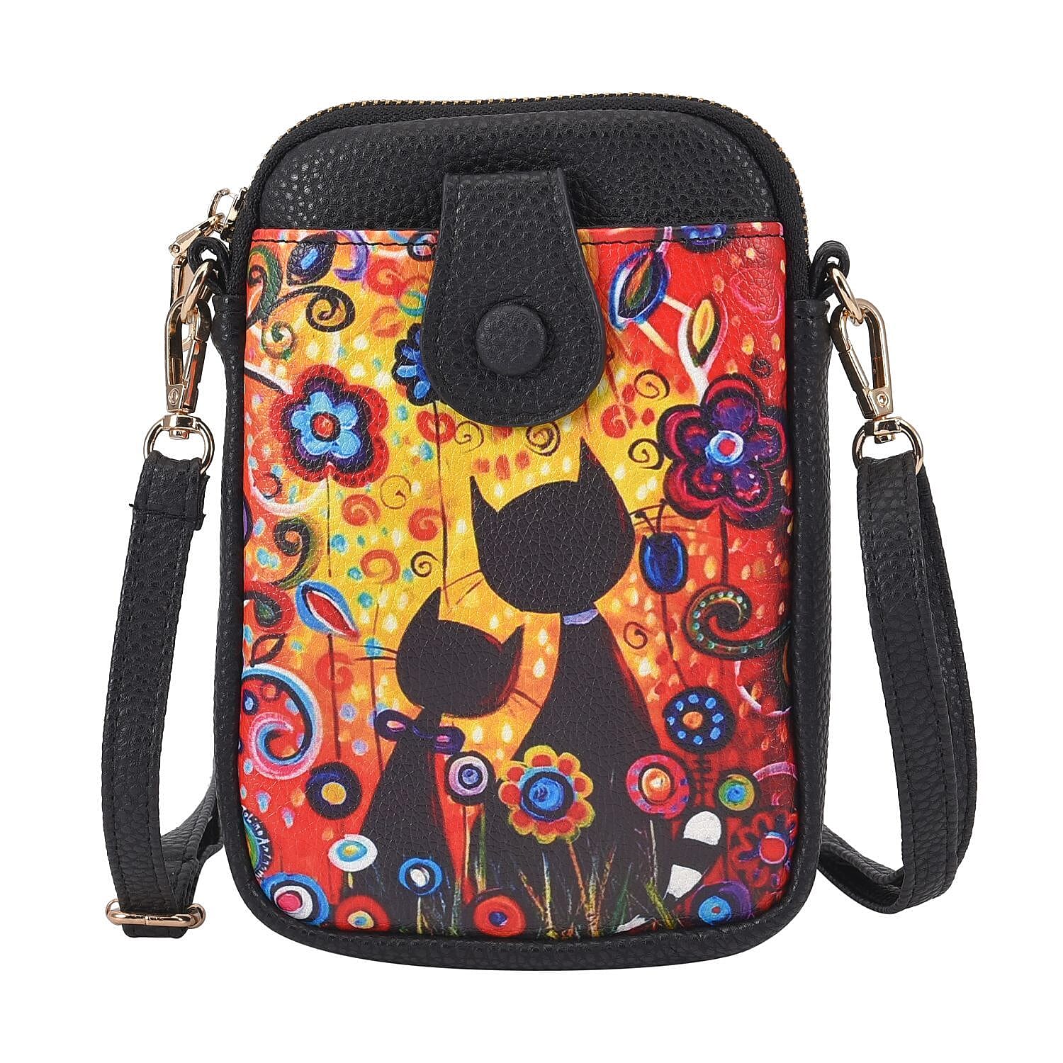 Cat Family Crossbody Cell Phone Bag (Size 19x13x2 cm) - Red