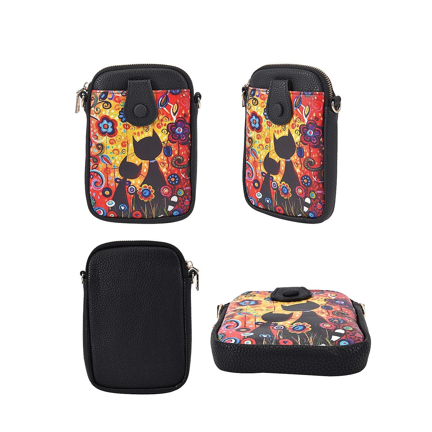 Cat Family Crossbody Cell Phone Bag (Size 19x13x2 cm) - Red