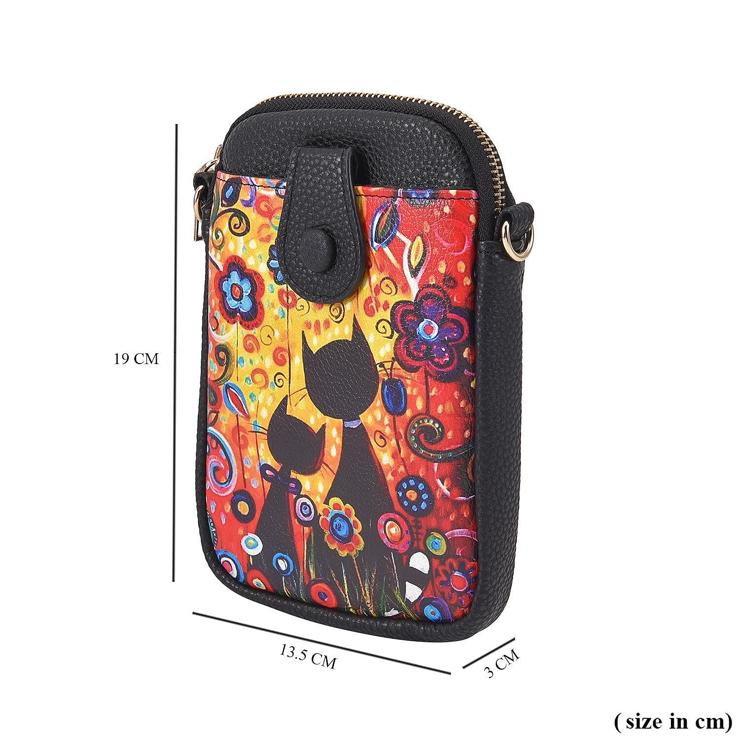 Cat Family Crossbody Cell Phone Bag (Size 19x13x2 cm) - Red