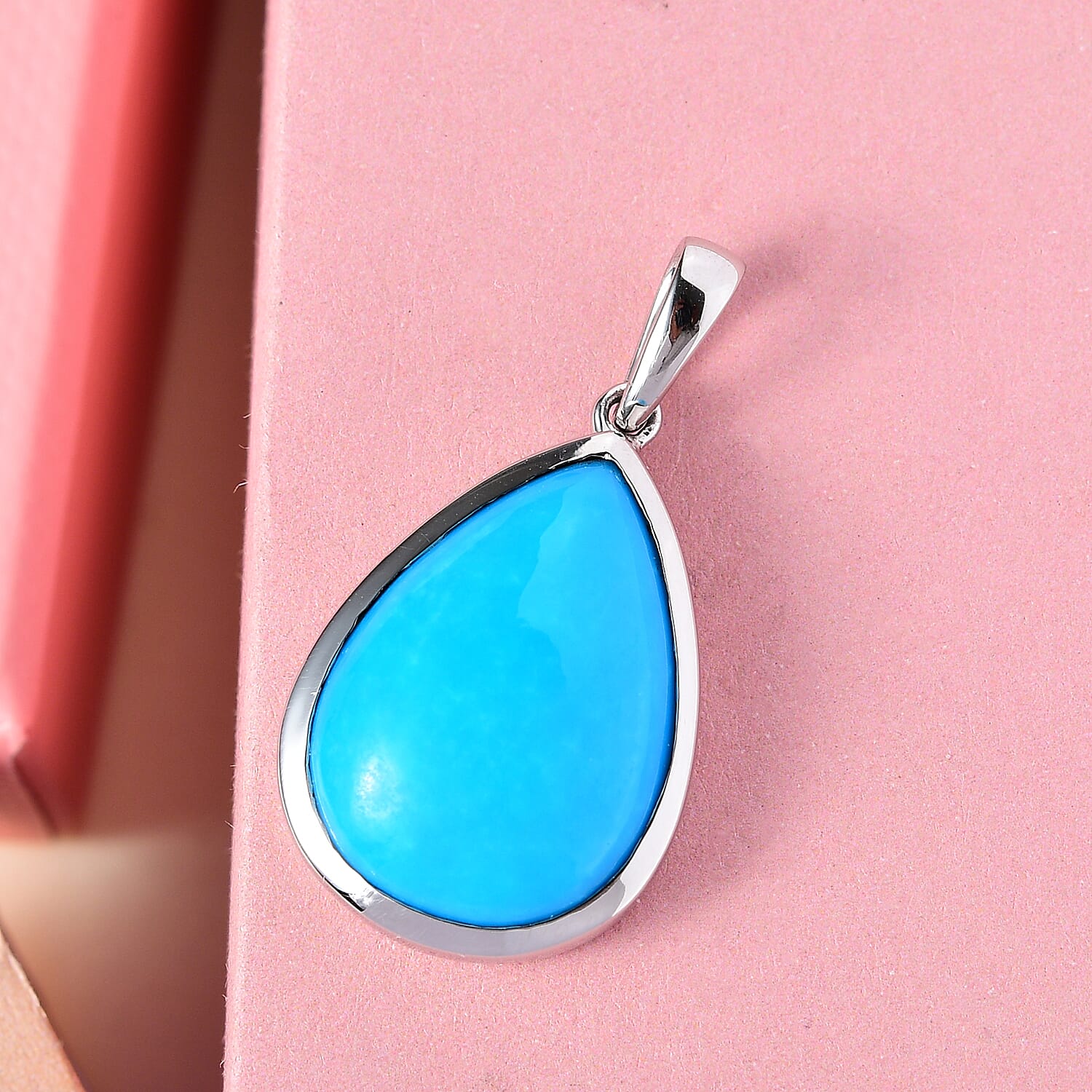 RHAPSODY 950 Platinum AAAA Arizona Sleeping Beauty Turquoise Solitaire Pendant 9.39 Ct.