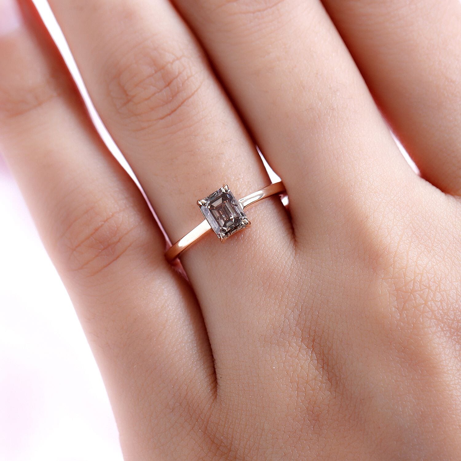 14K Rose Gold SGL Certified Champagne Diamond (I1) Solitaire Ring 1.00 Ct.