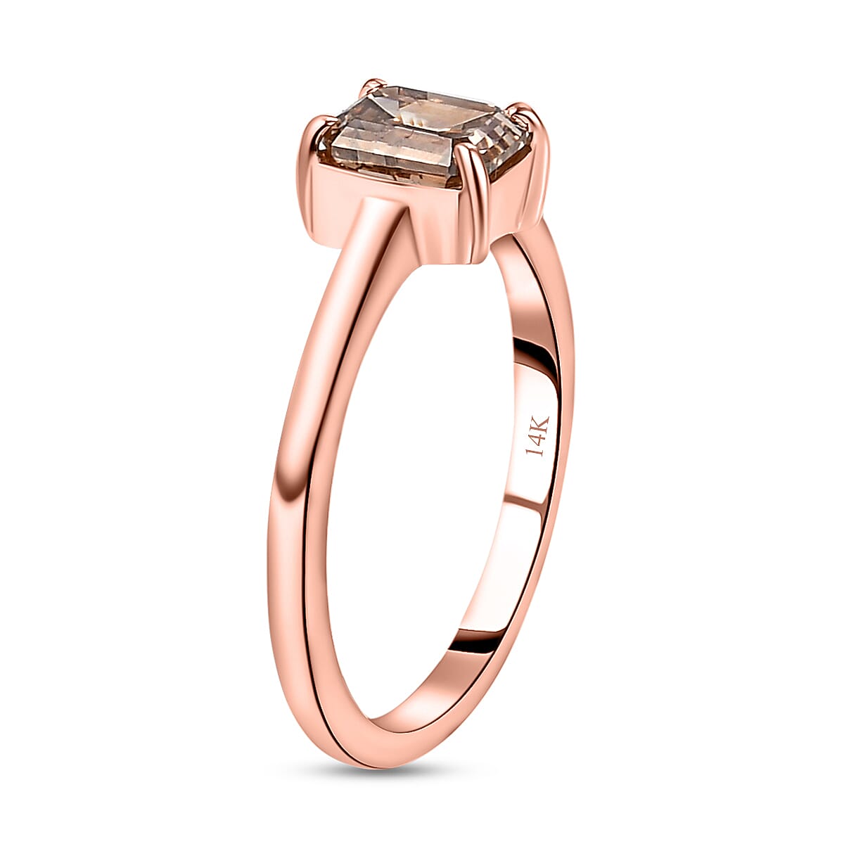 14K Rose Gold SGL Certified Champagne Diamond (I1) Solitaire Ring 1.00 Ct.