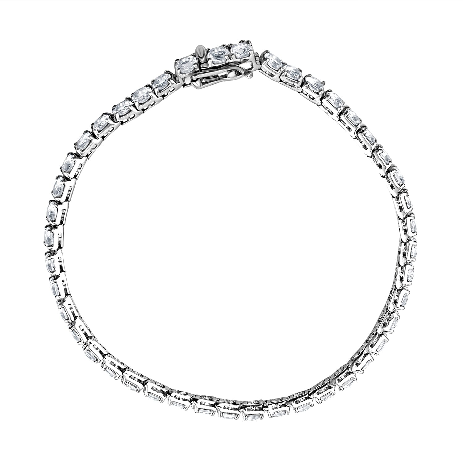 White Topaz  Bracelet (Size - 8.5) in Rhodium Overlay Sterling Silver 13.20 ct,  Silver Wt. 11.3 Gms  13.200  Ct.