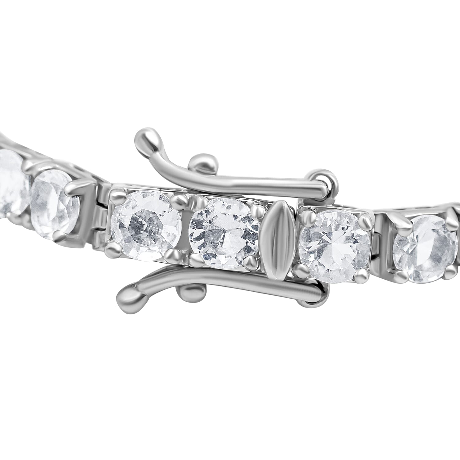 White Topaz  Bracelet (Size - 8.5) in Rhodium Overlay Sterling Silver 13.20 ct,  Silver Wt. 11.3 Gms  13.200  Ct.