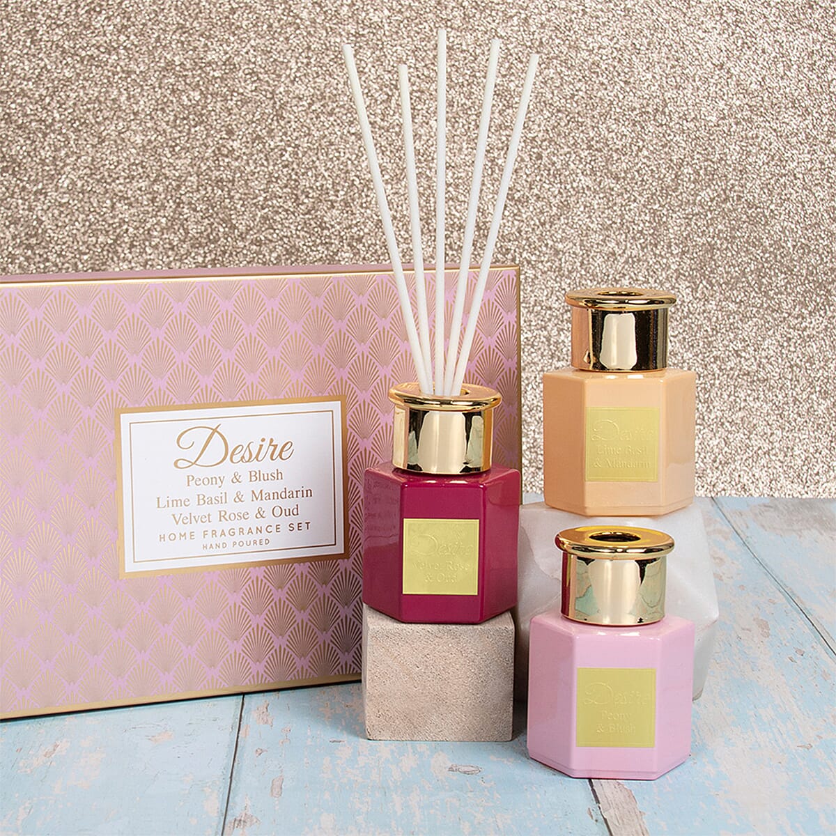 Lesser and Pavey Desire Diffuser Set (Peony & Blush, Lime Basil & Mandarin, Velvet Rose & Oud)