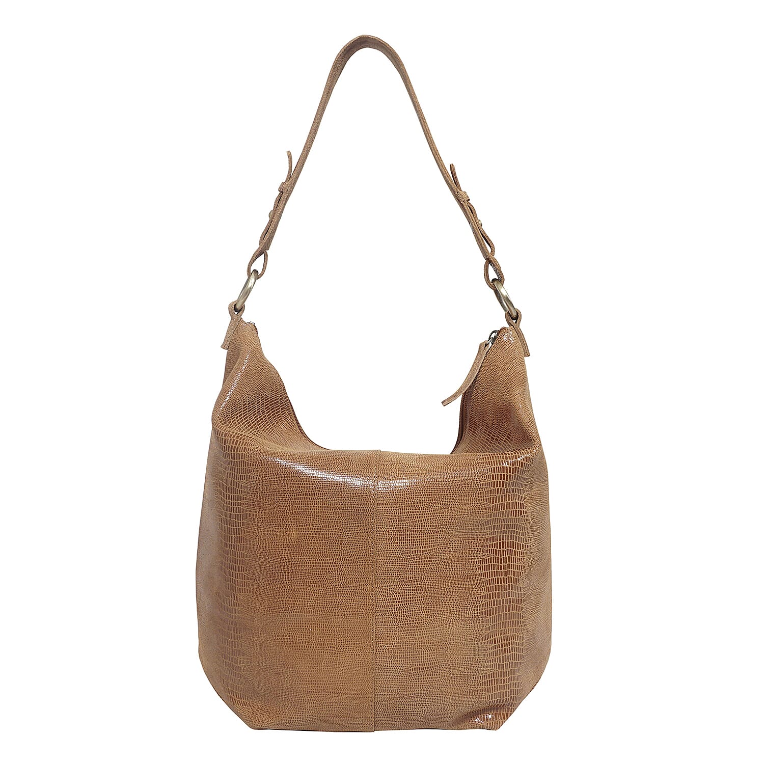 Assots London Genuine Leather Hilary Hobo Bag (Size 42x34x15 Cm) - Tan