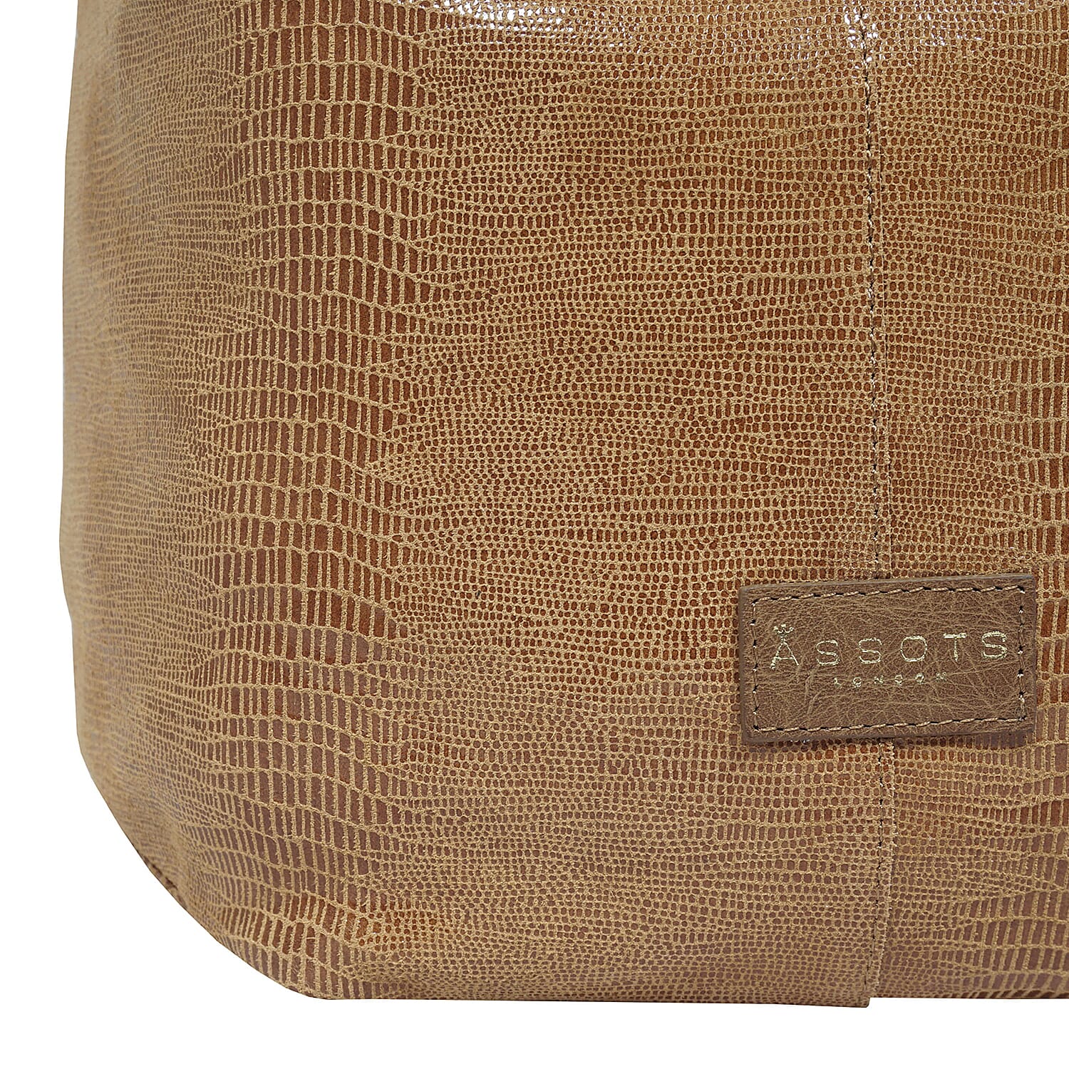 Assots London Genuine Leather Hilary Hobo Bag (Size 42x34x15 Cm) - Tan