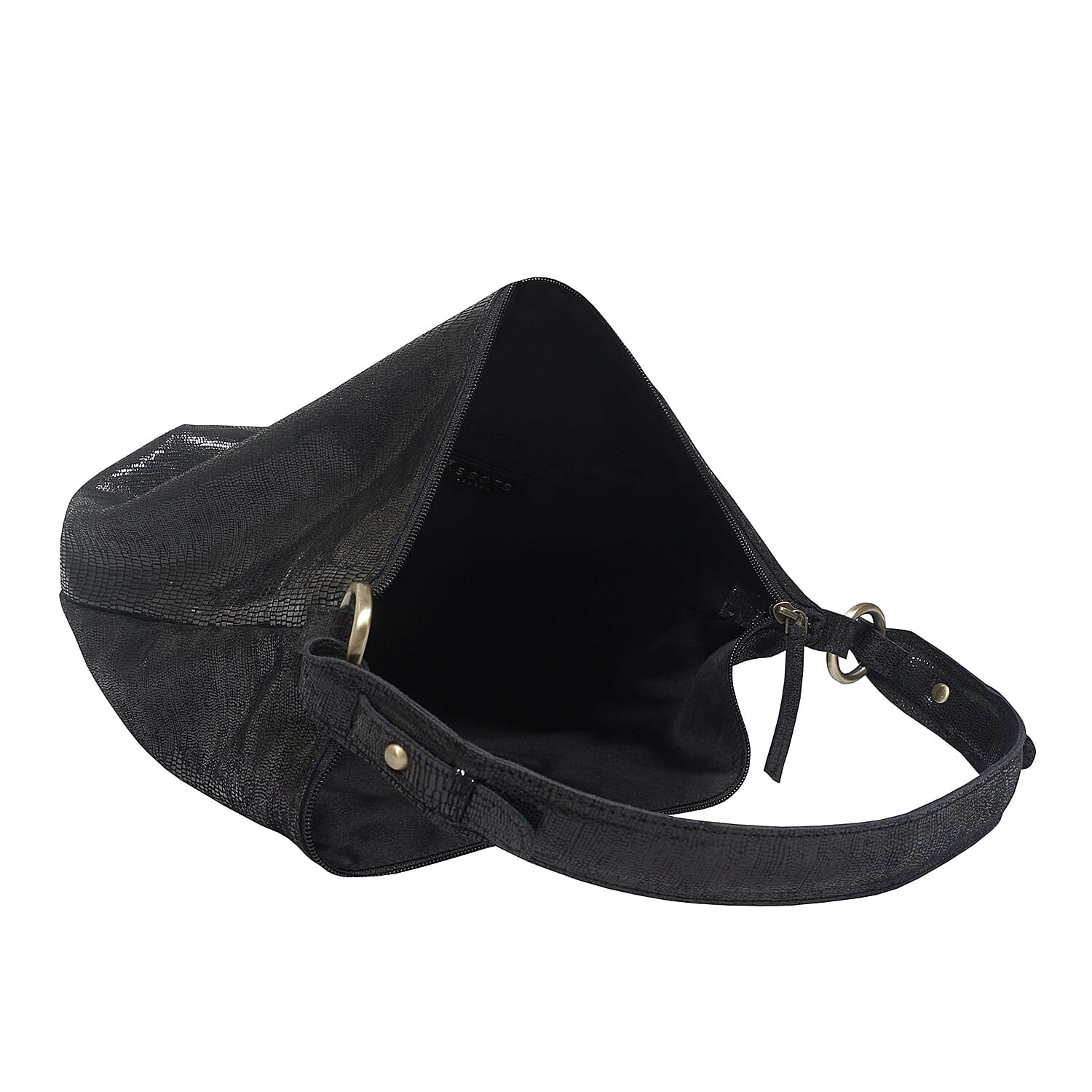 Assots London Genuine Leather Hilary Hobo Bag (Size 42x34x15 Cm) - Black