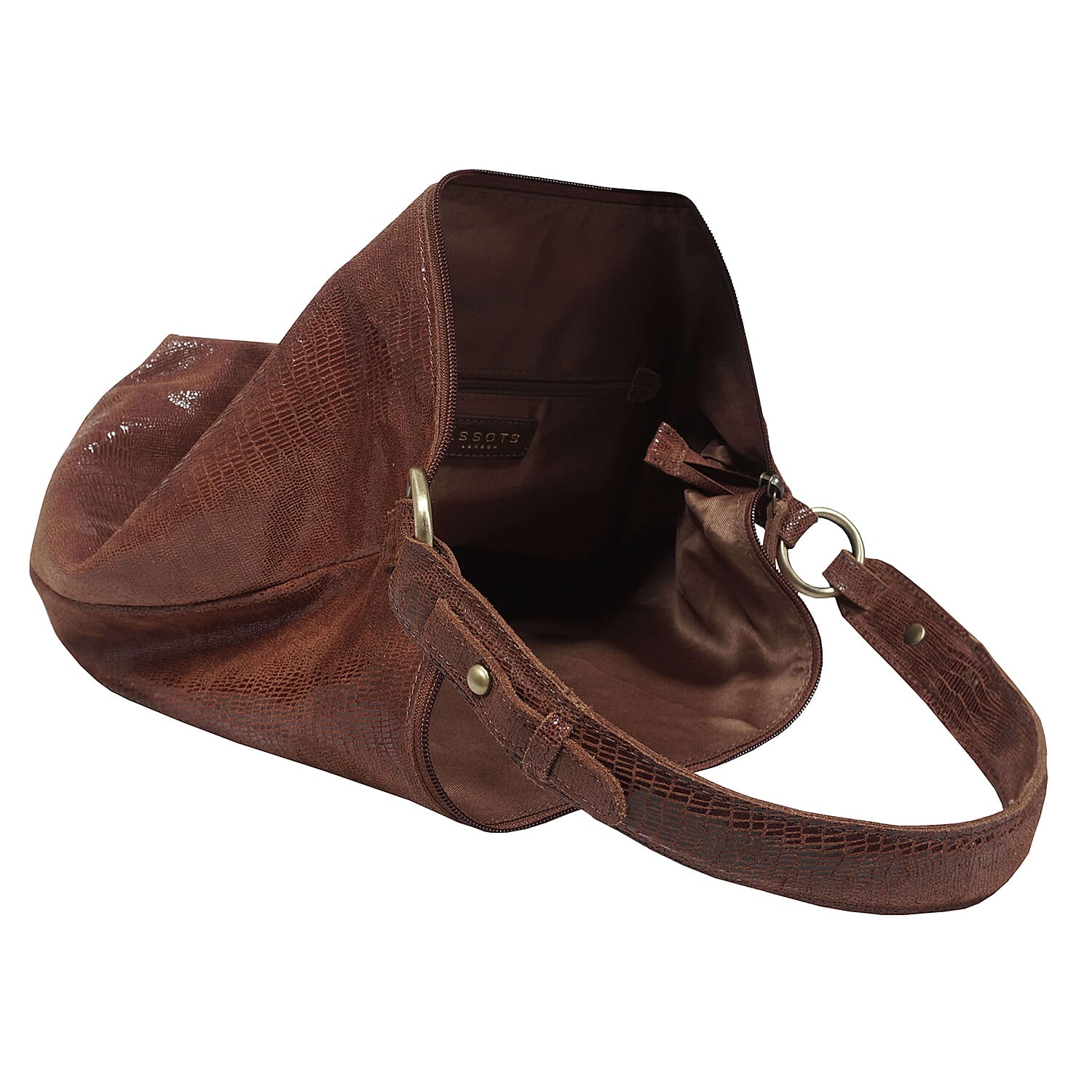 Assots London Genuine Leather Hilary Hobo Bag - Brown