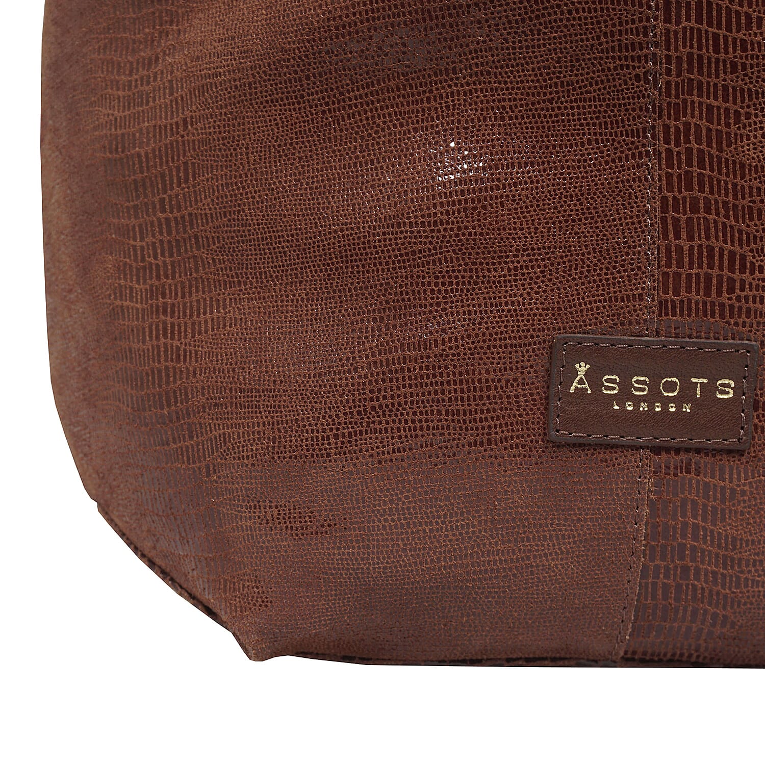 Assots London Genuine Leather Hilary Hobo Bag - Brown