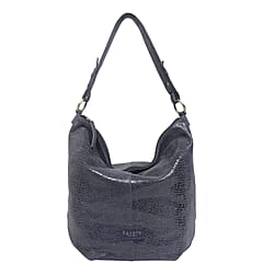 Assots London Genuine Leather Hilary Hobo Bag (Size 42x34x15 Cm) - Navy