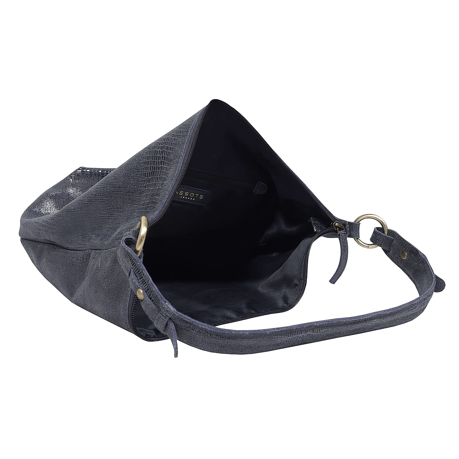 Assots London Genuine Leather Hilary Hobo Bag (Size 42x34x15 Cm) - Navy