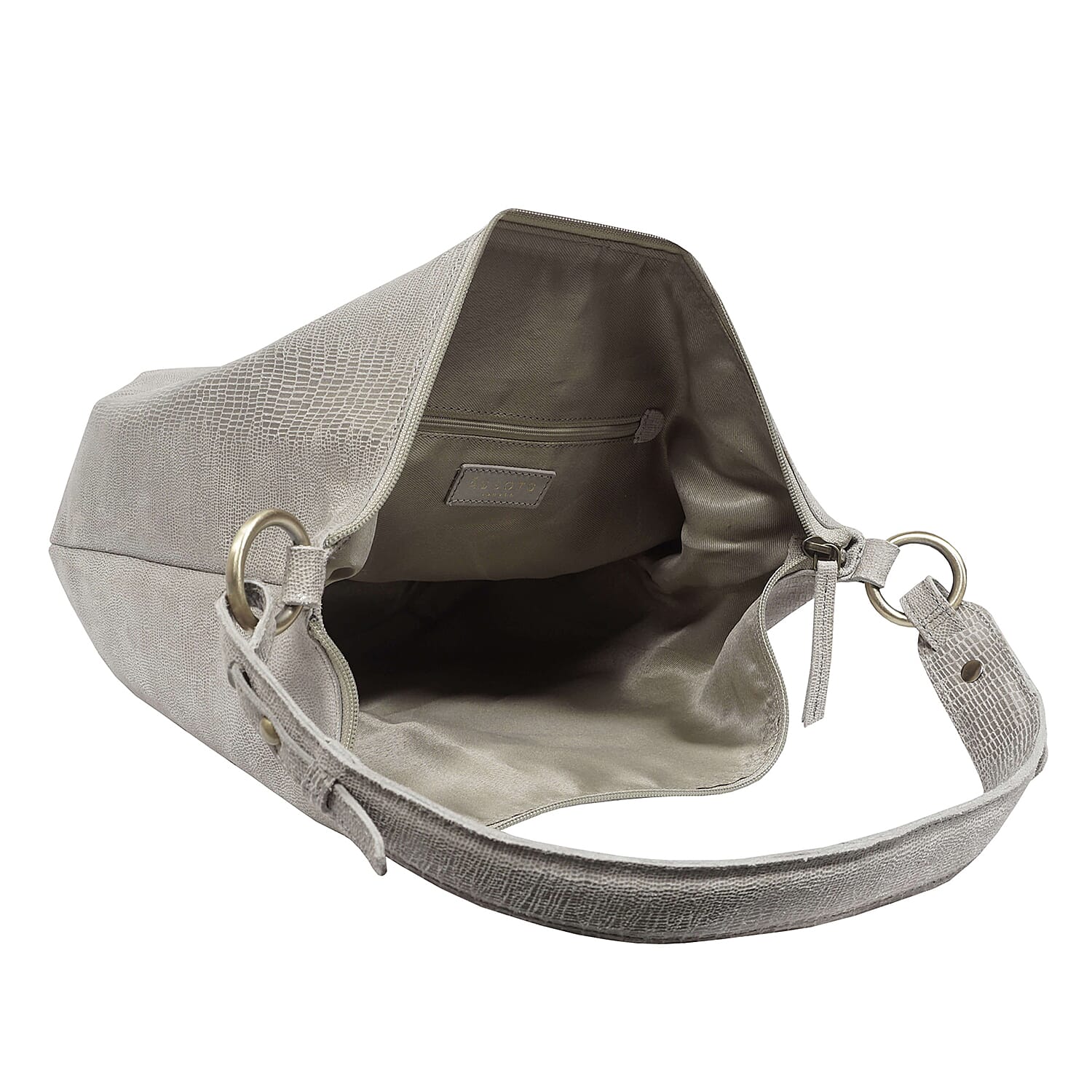 Assots London Genuine Leather Hilary Hobo Bag - Grey