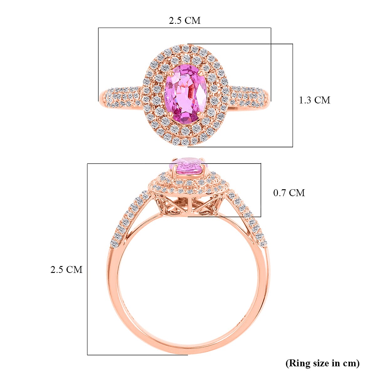 AGI Certified ILIANA 18K Rose Gold AAA Pink Sapphire and Diamond (SI) Solitaire Ring 1.40 Ct
