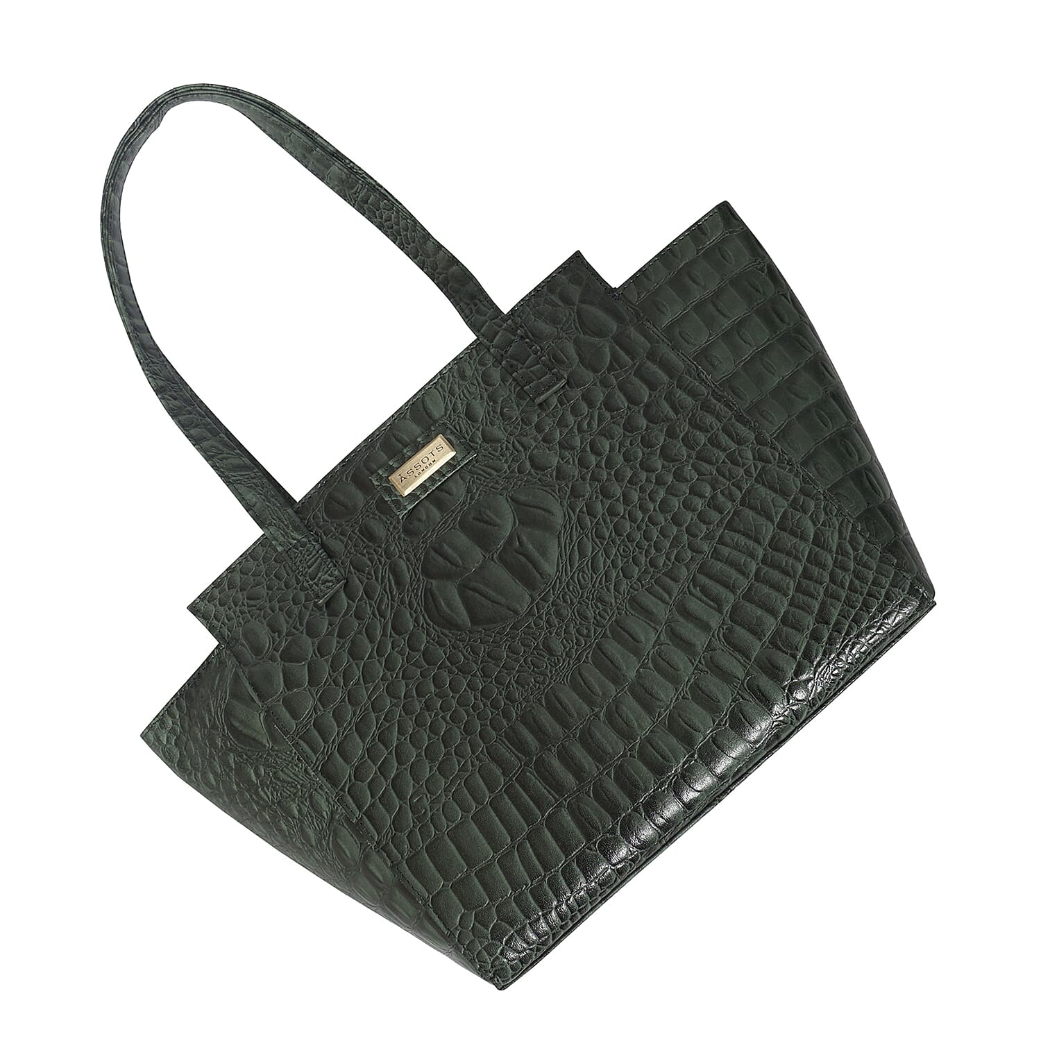 Assots London Genuine Leather Eileen Tote Bag - Olive