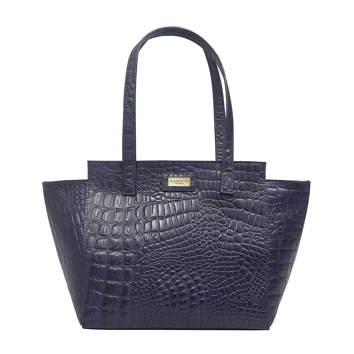 Assots London Genuine Leather Eileen Tote Bag - Navy