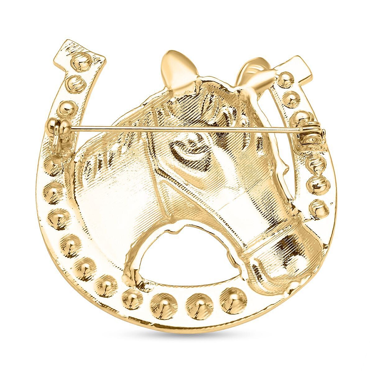 White Crystal, Black Crystal  Brooch In Yellow Gold Tone 5.150 Ct.