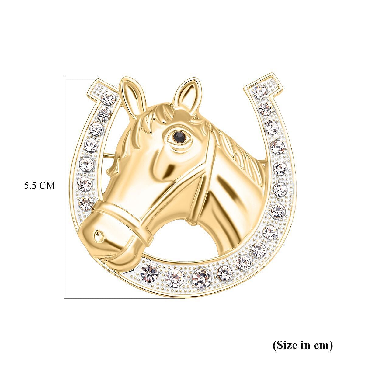 White Crystal, Black Crystal  Brooch In Yellow Gold Tone 5.150 Ct.