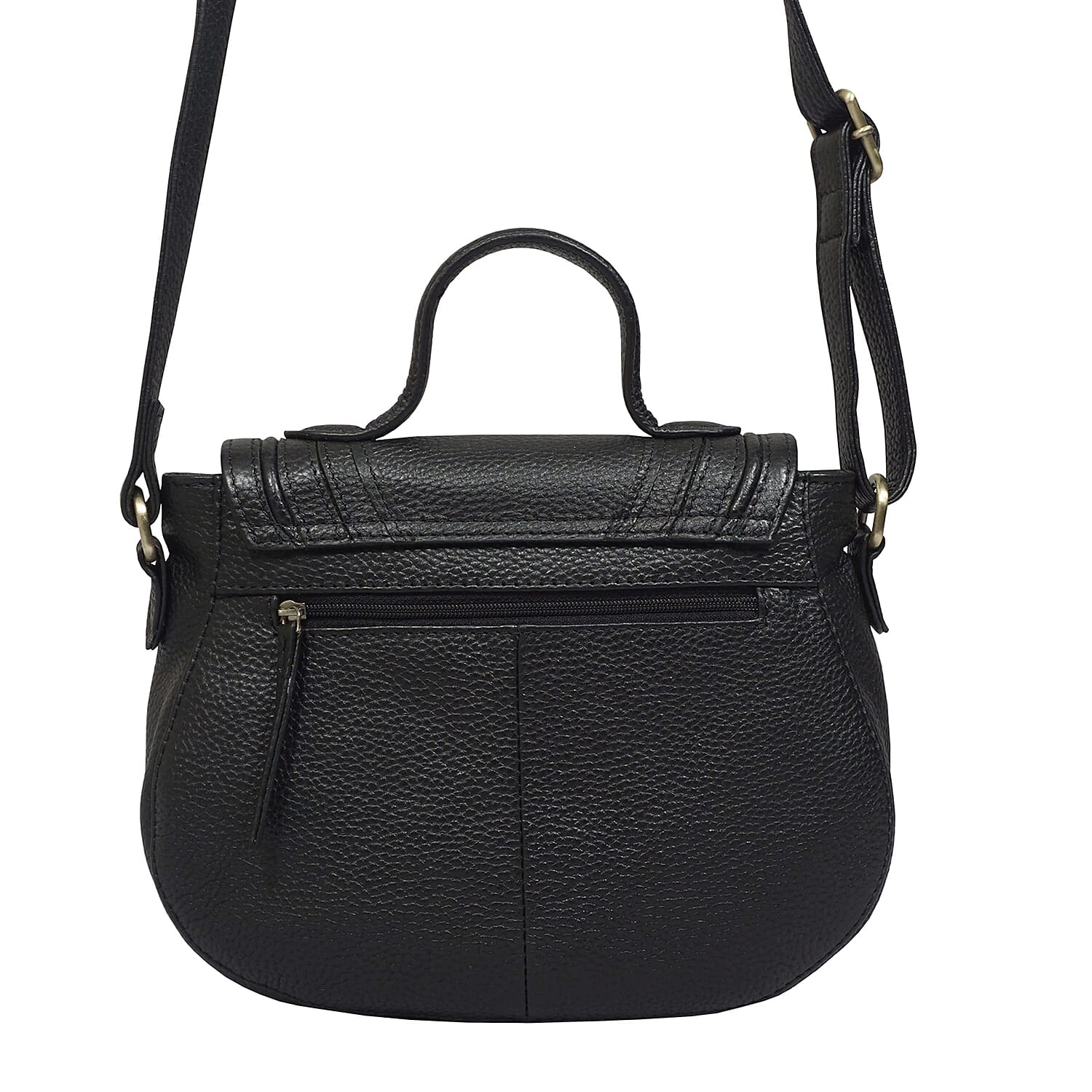 ASSOTS LONDON Carmel Genuine Leather Handbag with Magnetic Closure and Shoulder Strap - Black