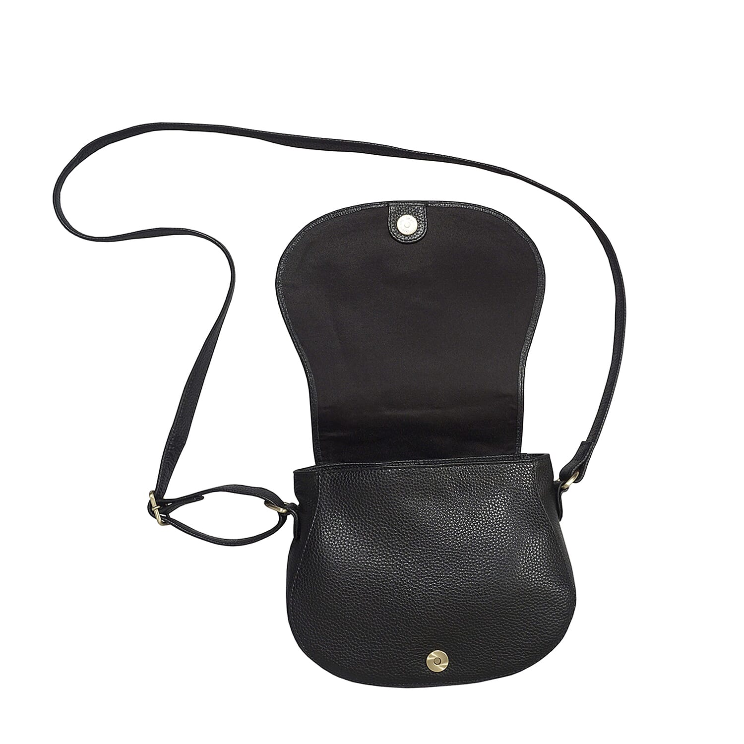 ASSOTS LONDON Carmel Genuine Leather Handbag with Magnetic Closure and Shoulder Strap - Black