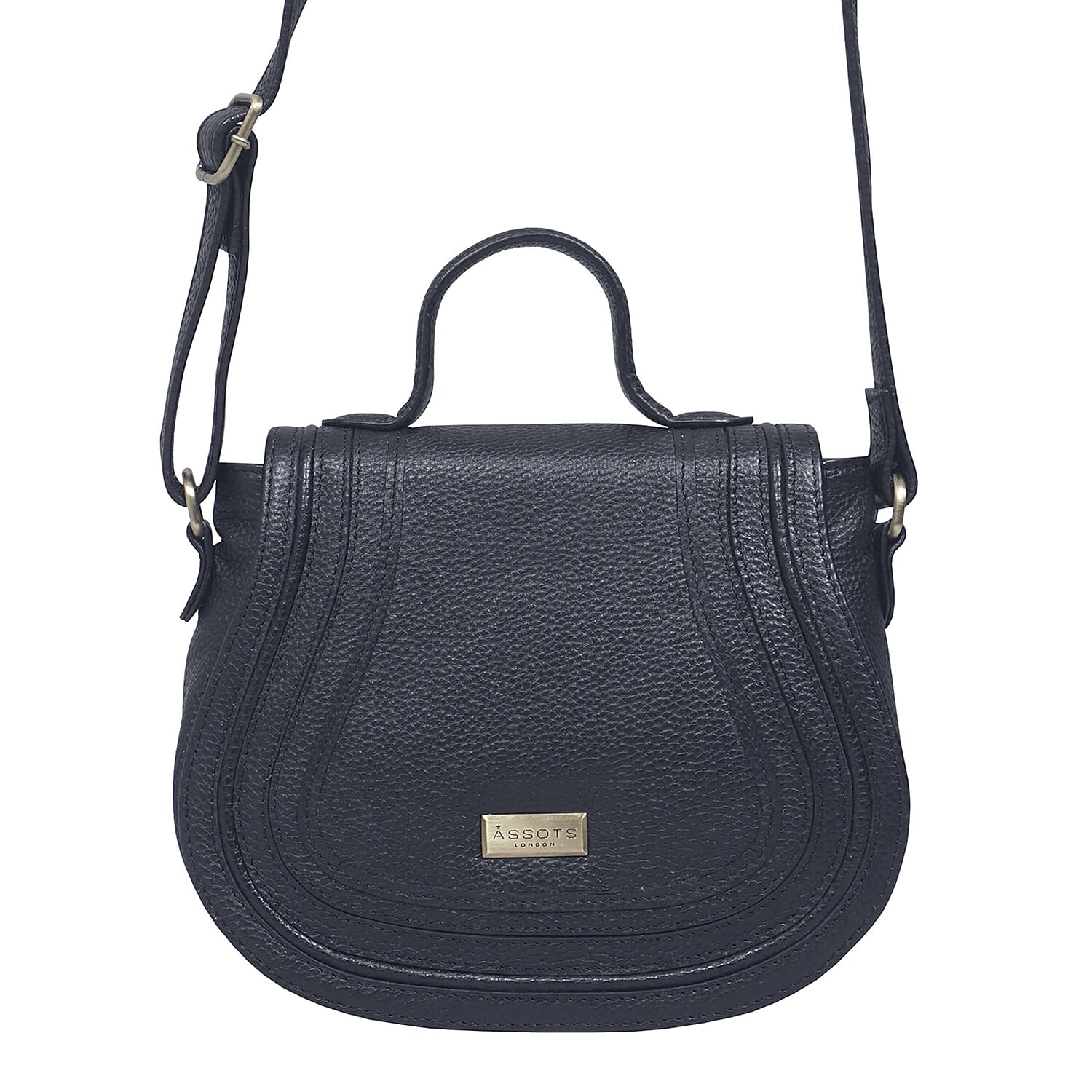 ASSOTS LONDON Carmel 100% Genuine Leather Handbag with Magnetic Closure and Shoulder Strap (Size 23x20x6Cm) - Navy