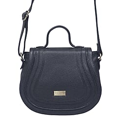 ASSOTS LONDON Carmel Genuine Leather Handbag with Magnetic Closure and Shoulder Strap - Navy
