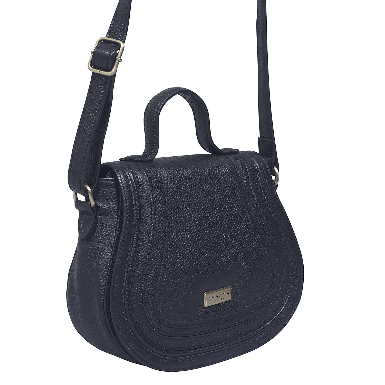 ASSOTS LONDON Carmel 100% Genuine Leather Handbag with Magnetic Closure and Shoulder Strap (Size 23x20x6Cm) - Navy