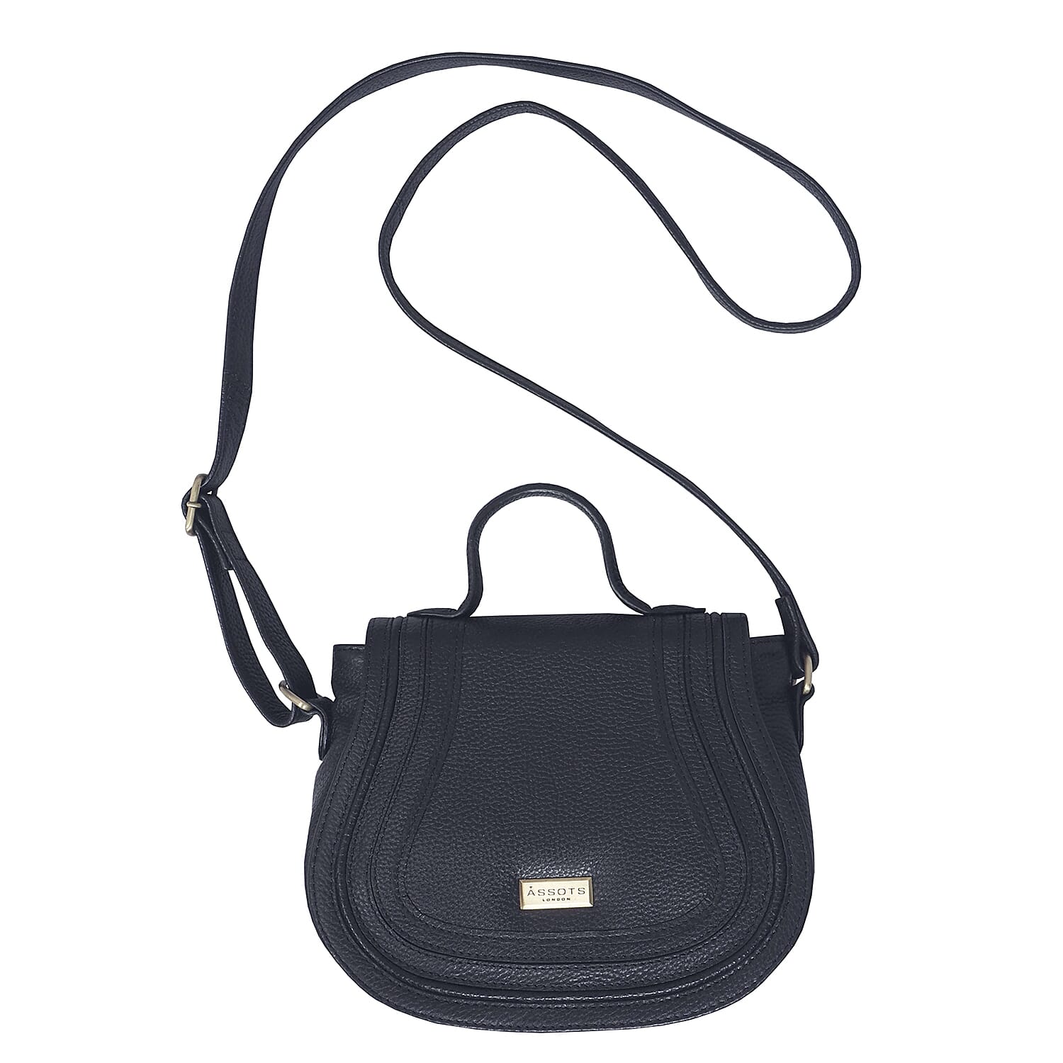 ASSOTS LONDON Carmel 100% Genuine Leather Handbag with Magnetic Closure and Shoulder Strap (Size 23x20x6Cm) - Navy