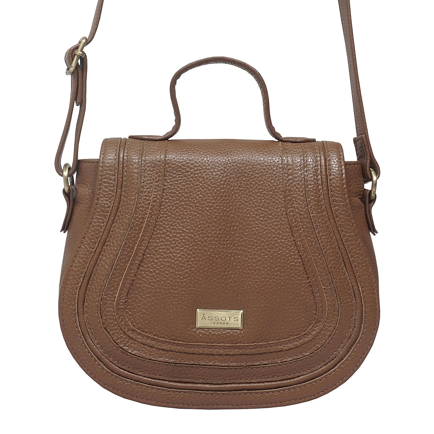 ASSOTS LONDON Carmel 100% Genuine Leather Handbag with Magnetic Closure and Shoulder Strap (Size 23x20x6Cm) - Tan