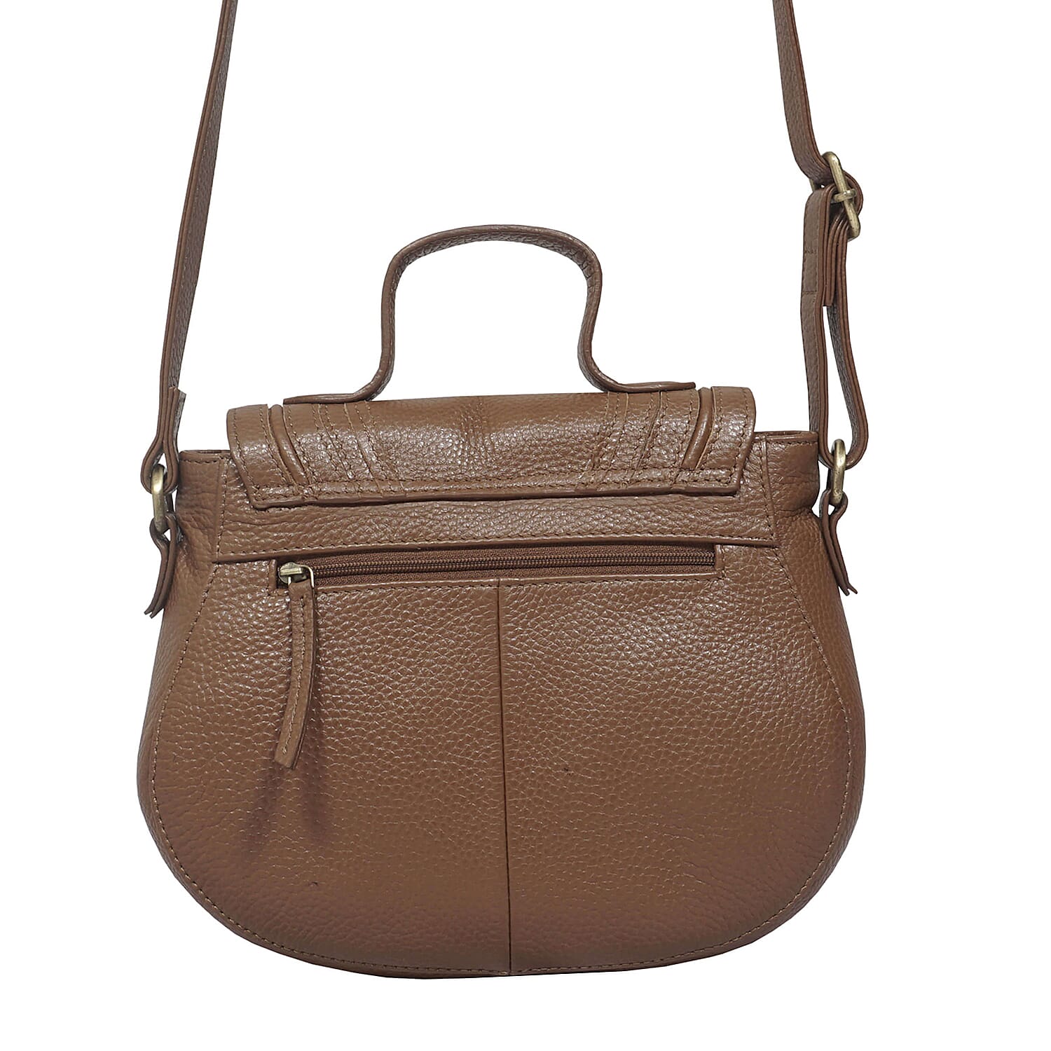 ASSOTS LONDON Carmel 100% Genuine Leather Handbag with Magnetic Closure and Shoulder Strap (Size 23x20x6Cm) - Tan