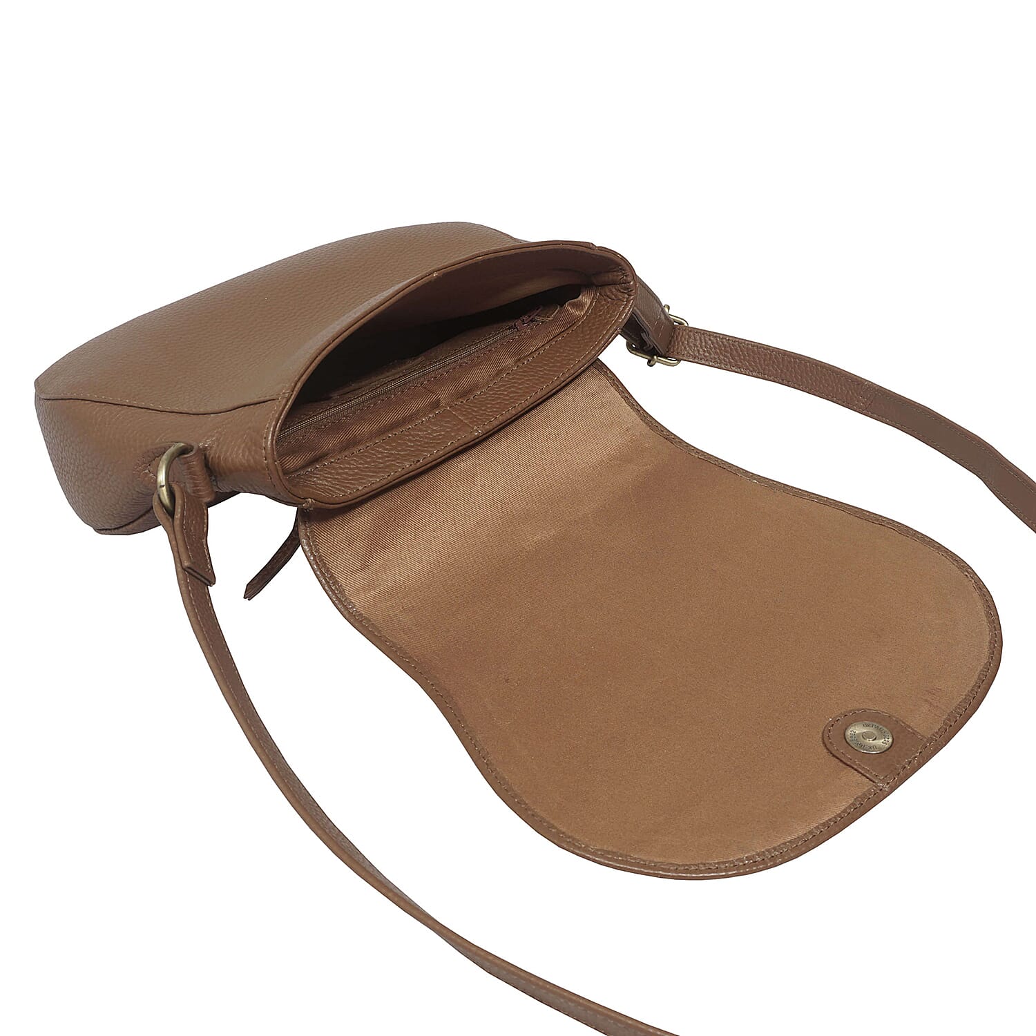 ASSOTS LONDON Carmel 100% Genuine Leather Handbag with Magnetic Closure and Shoulder Strap (Size 23x20x6Cm) - Tan