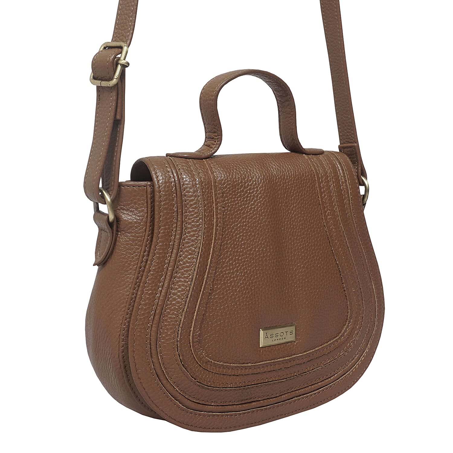 ASSOTS LONDON Carmel 100% Genuine Leather Handbag with Magnetic Closure and Shoulder Strap (Size 23x20x6Cm) - Tan