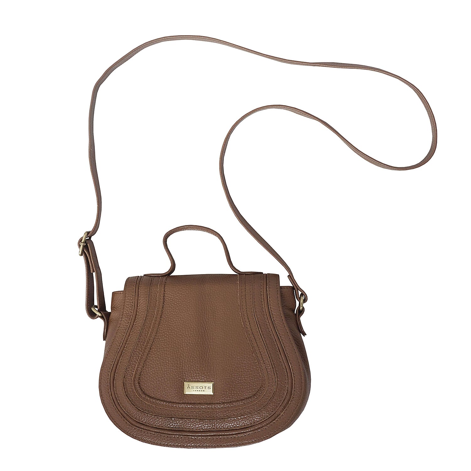 ASSOTS LONDON Carmel 100% Genuine Leather Handbag with Magnetic Closure and Shoulder Strap (Size 23x20x6Cm) - Tan