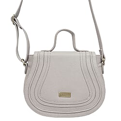 ASSOTS LONDON Carmel Genuine Leather Handbag with Magnetic Closure and Shoulder Strap - Light Grey