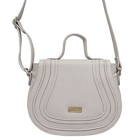 ASSOTS LONDON Carmel 100% Genuine Leather Handbag with Magnetic Closure and Shoulder Strap (Size 23x20x6 Cm) - Light Grey