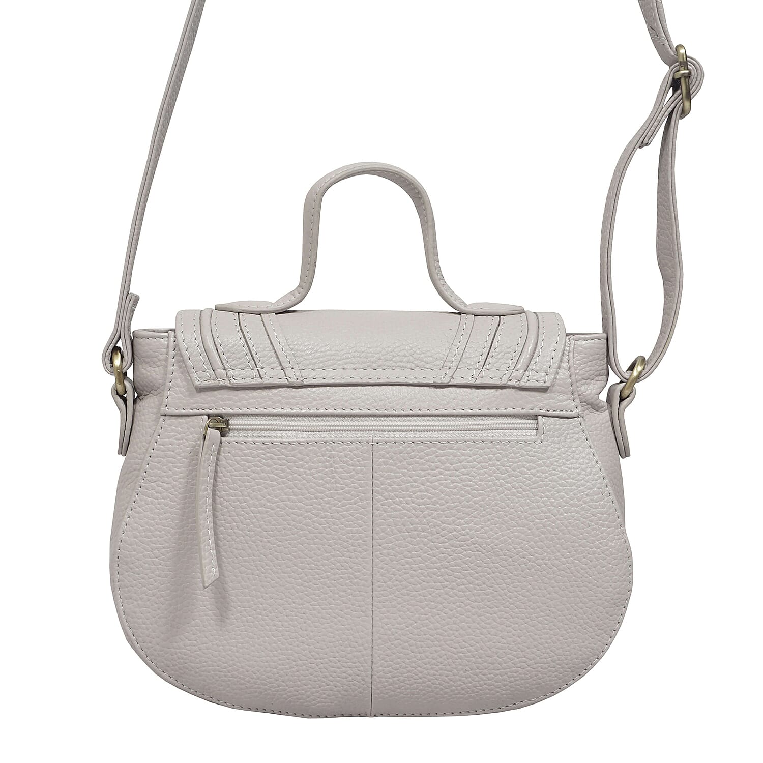 ASSOTS LONDON Carmel 100% Genuine Leather Handbag with Magnetic Closure and Shoulder Strap (Size 23x20x6 Cm) - Light Grey